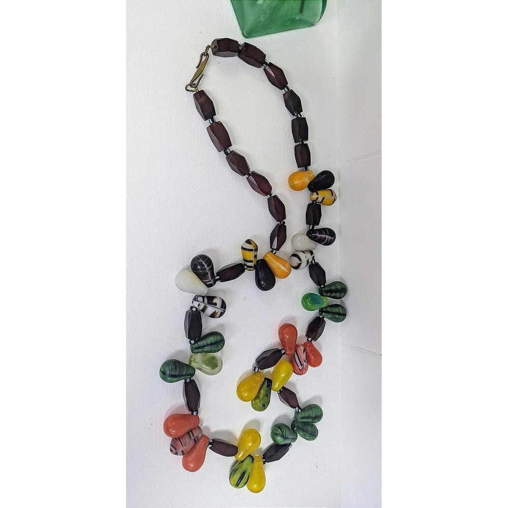 Vintage‎ 1930s Czech glass beaded necklace colorful Mali African trade bead - Picture 4 of 5